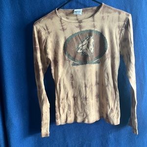 Women’s Can’t Be Tamed Western Boho Tie Dye Horse Fitted Small Long Sleeve Shirt